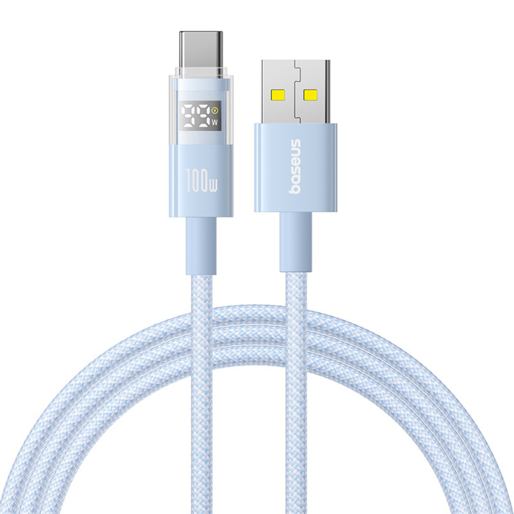 Data Cable with Digital Display, USB to Type-C, 100W, 2m - Baseus Display 2 (P10382701311-01) - Galaxy Blue