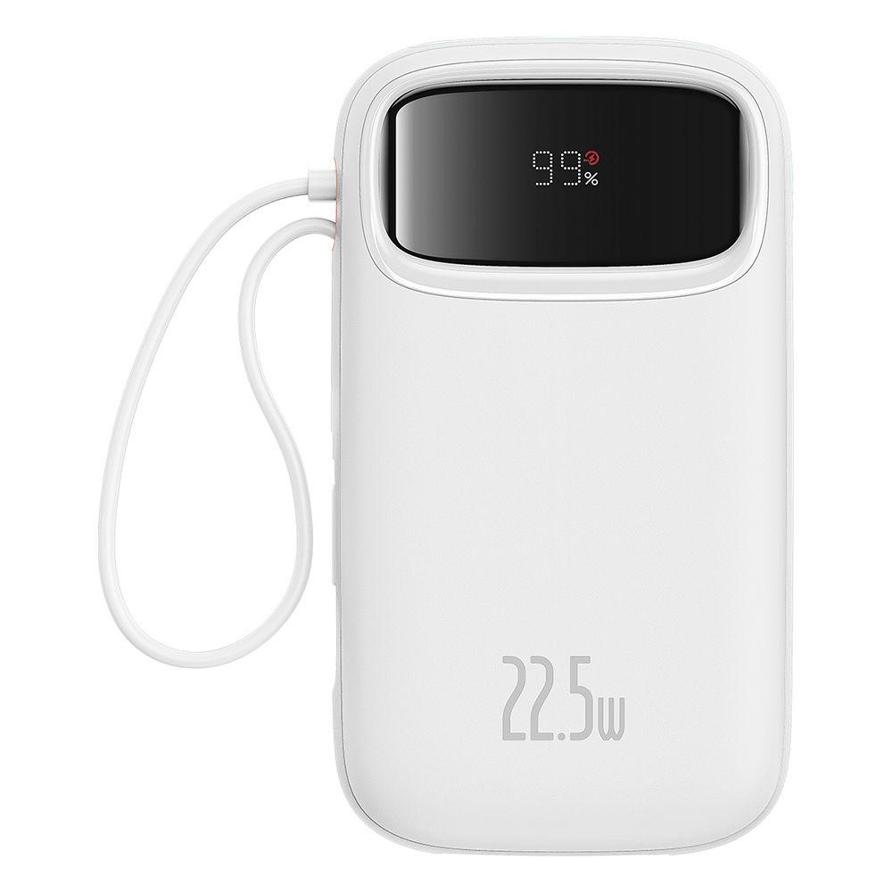 External Battery Pack Lightning, 2x Type-C, USB, 22.5W, 20000mAh + Type-C Cable, 30cm - Baseus Qpow Pro+ (P1005555002223-00) - White
