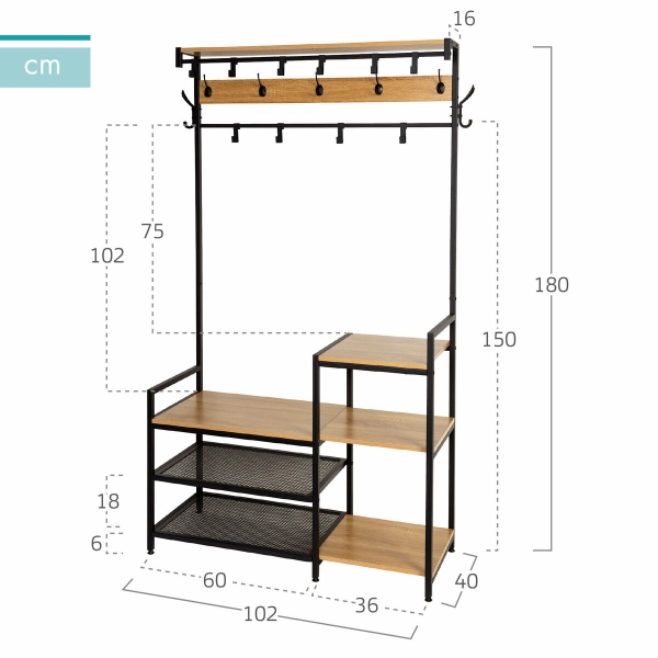 Coat rack with shelf Max Home Steel