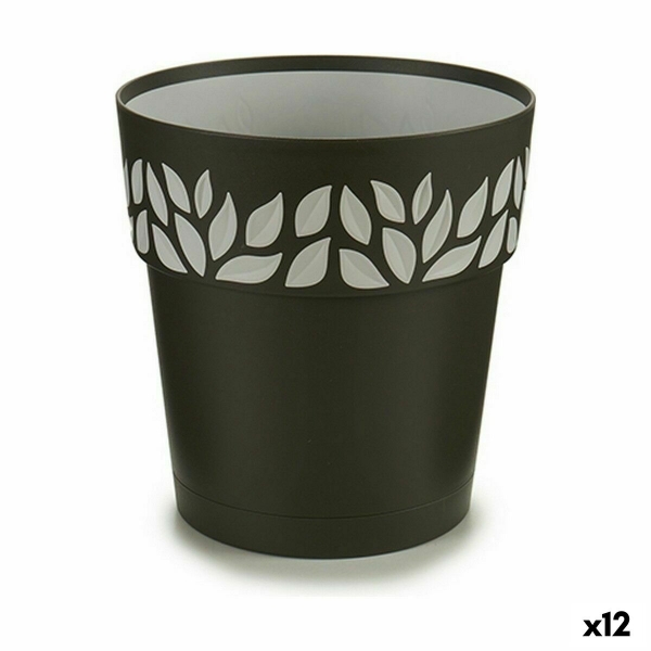 Self-watering flowerpot Stefanplast Cloe Anthracite Plastic  (12 Units)