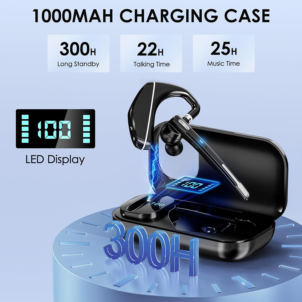 Bluetooth 5.3 Headset, Type-C, Noise Cancellation, 1000mAh, LED - Techsuit Hearyo (A6L) - Black