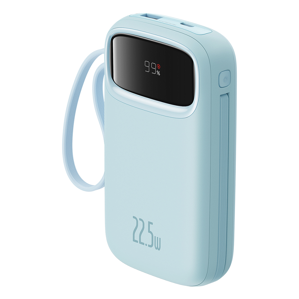 External Lightning Battery Pack, 2x Type-C, USB, 22.5W, 20000mAh + Type-C Cable, 30cm - Baseus Qpow Pro+ (P1005555002313-00) - Blue