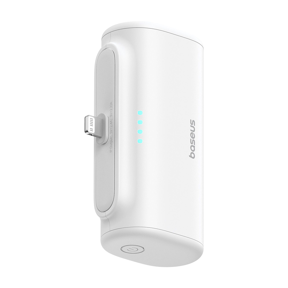 Power Bank for Phone, Lightning, 20W, 5000mAh, Type-C Cable - Baseus (P10068307413-00) - White