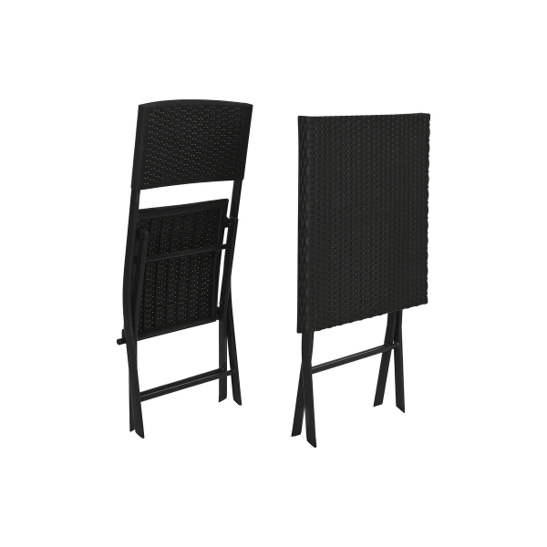 Table set with 2 chairs Home ESPRIT Black Steel synthetic rattan