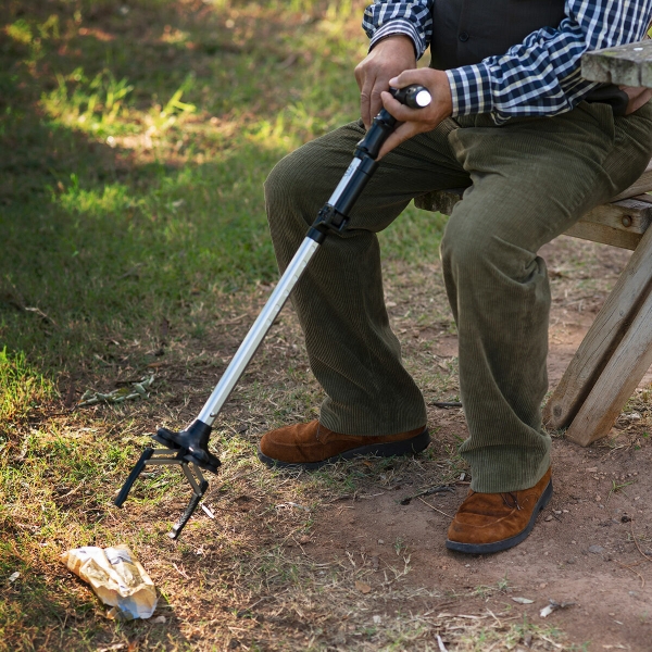 Extendable Walking Stick with LED, Alarm and Grabber Handle