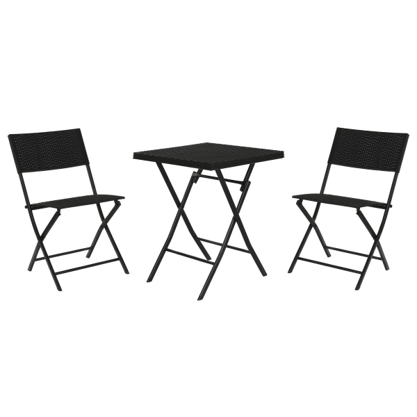 Table set with 2 chairs Home ESPRIT Black Steel synthetic rattan