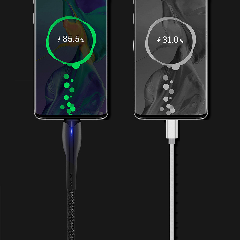 USB to Type-C cable, LED, 2.4A, 1m - ColorWay (CW-C-CBUC034-BK) - Black