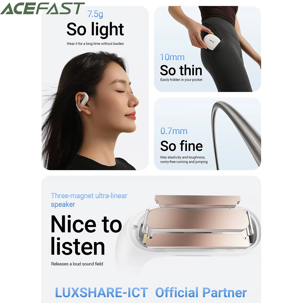 Bluetooth 5.3 Sport Headset, IP54- Acefast (FA002) - White