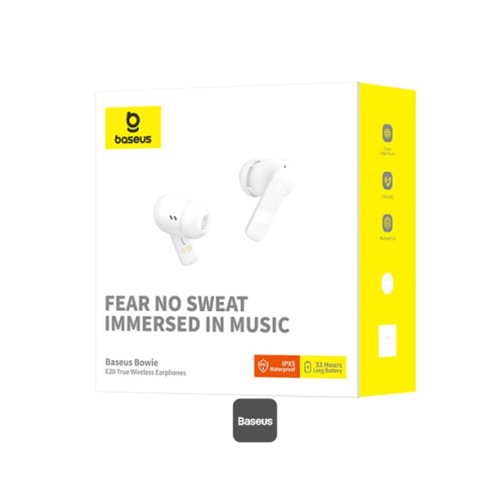 Wireless Headset, Bluetooth 5.3, Waterproof - Baseus Bowie E20 (A00069700223-00) - White