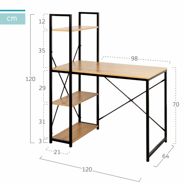 Desk with Shelf Max Home Steel