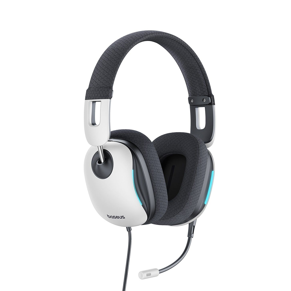 Wired Gaming Headset, Detachable Microphone, LED Ambient Light - Baseus GoPlay 1 Max (A00181003213-00) - Moon White