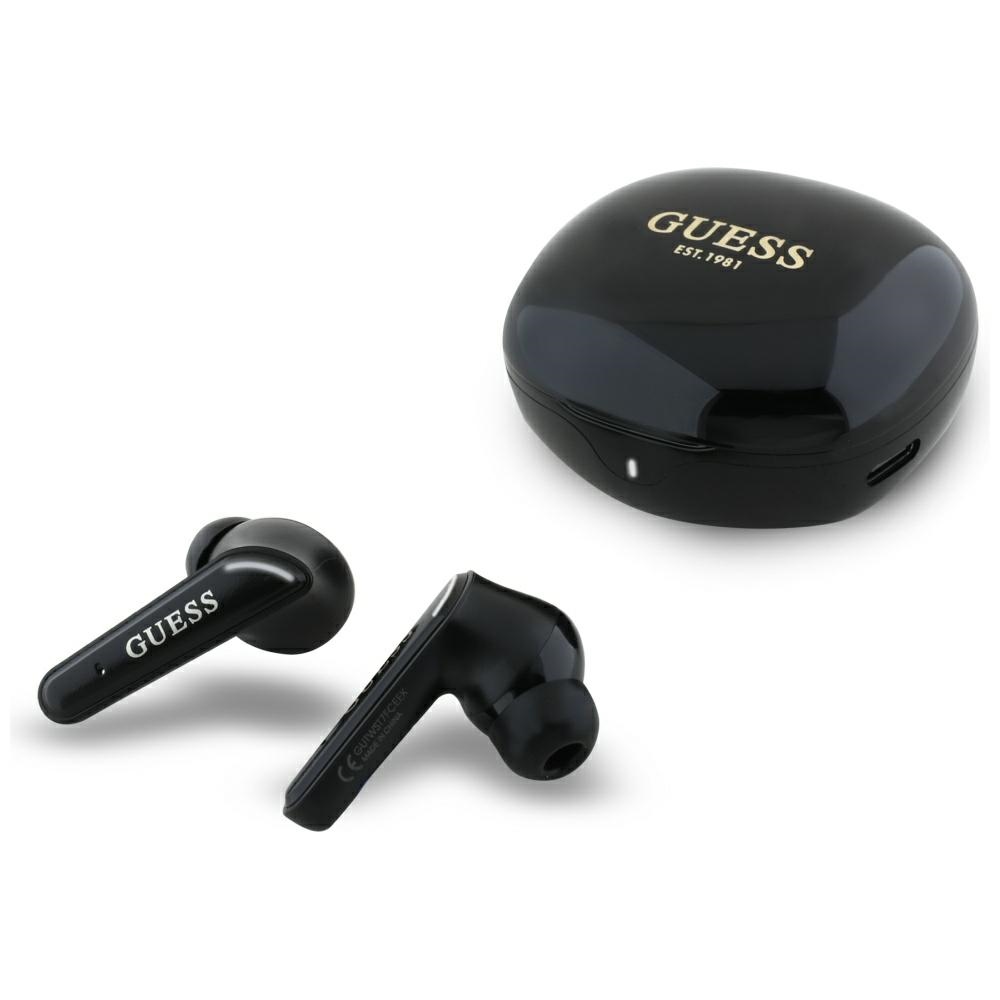 True Wireless Stereo Headphones, Bluetooth 5.4 - Guess Flat Classic Logo Electroplated (GUTWST7FCEEK) - Black