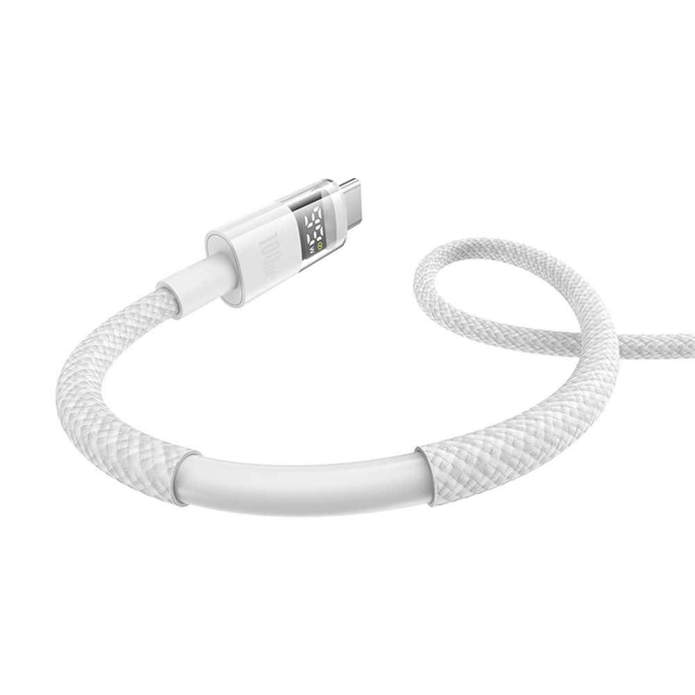 Digital Display Data Cable, USB to Type-C, 100W, 2m - Baseus Display 2 (P10382701211-01) - Moon White