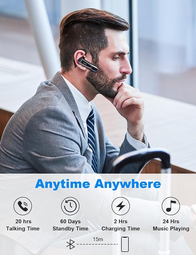 ew Bee LC-B45 Bluetooth Hands-Free Headset - Bluetooth 5.0 - Up to 20 Hours of Talk Time