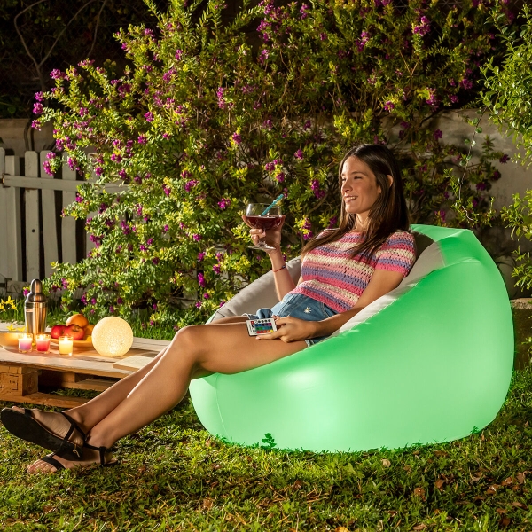 Inflatable Armchair with Multicoloured LED and Remote Control light