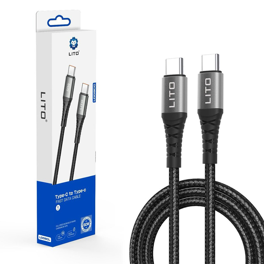 Cable Type-C to Type-C, 2.4A, 2m - Lito (LD08) - Black