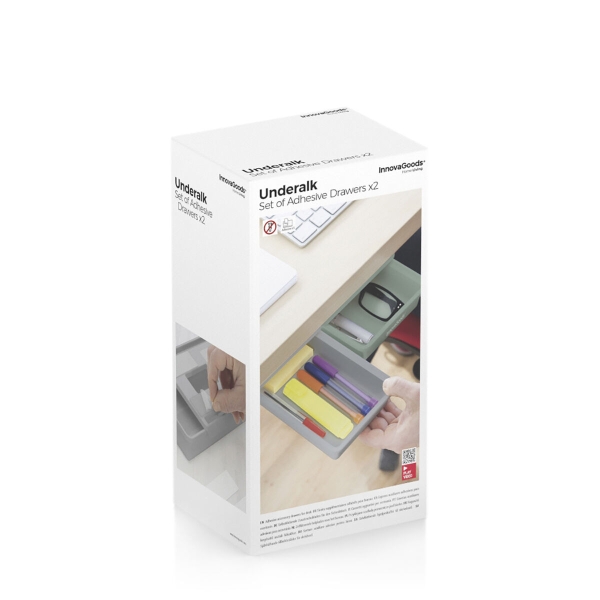 Set of Additional Adhesive Desk Drawers Underalk  Pack of 2 units