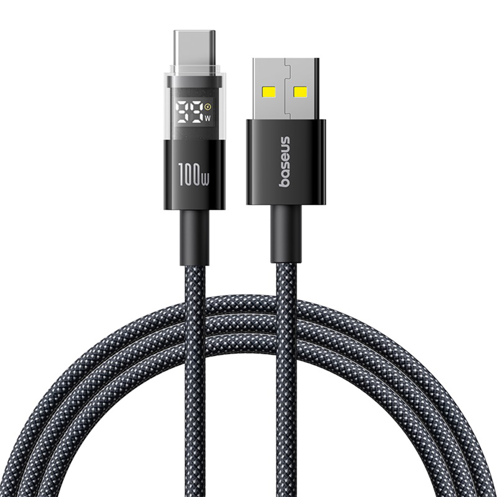 Digital Display Data Cable, USB to Type-C, 100W, 1m - Baseus Display 2 (P10382701121-00) - Cosmic Black