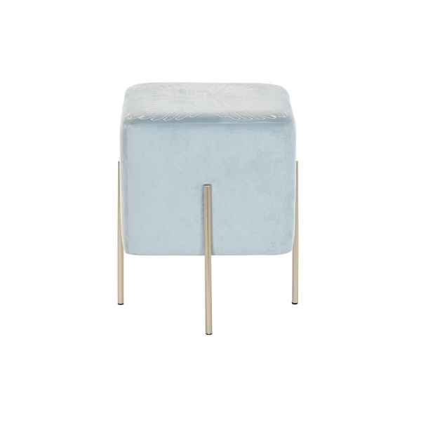 Footrest DKD Home Decor Golden Metal Sky blue (34 x 34 x 40 cm)