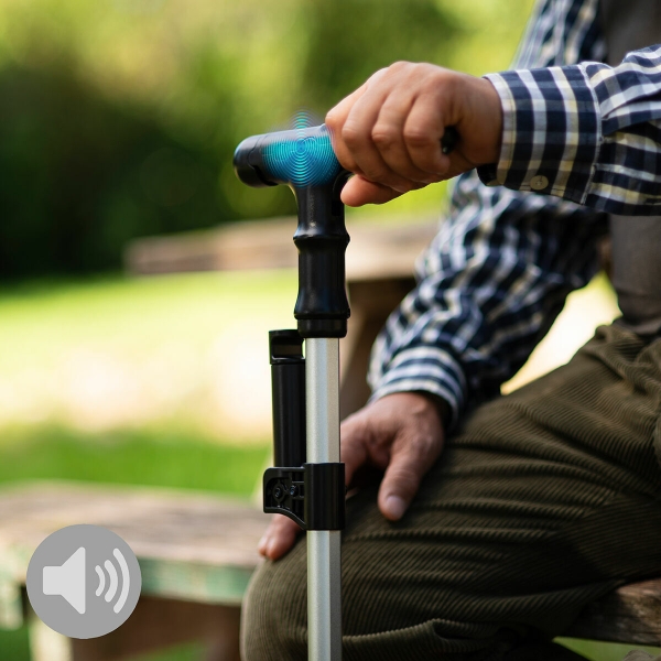 Extendable Walking Stick with LED, Alarm and Grabber Handle