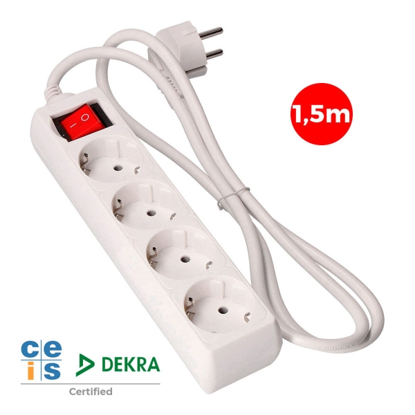 4-SOCKET PLUGBOARD WITH POWER SWITCH EDM 41010 SCHUKO (1,5 M)