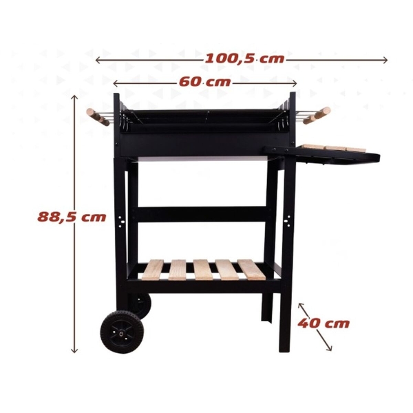 Coal Barbecue with Wheels Aktive Enamelled Metal Black