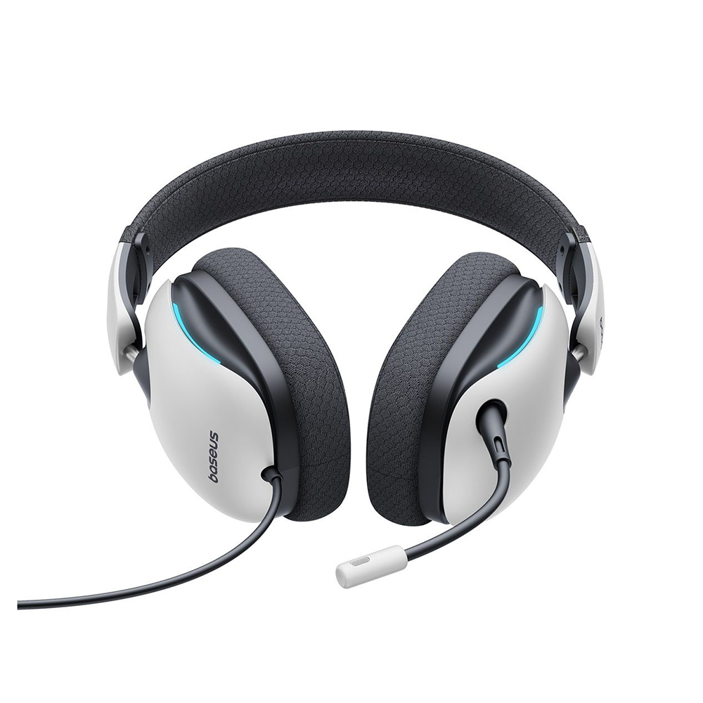 Wired Gaming Headset, Detachable Microphone, LED Ambient Light - Baseus GoPlay 1 Max (A00181003213-00) - Moon White