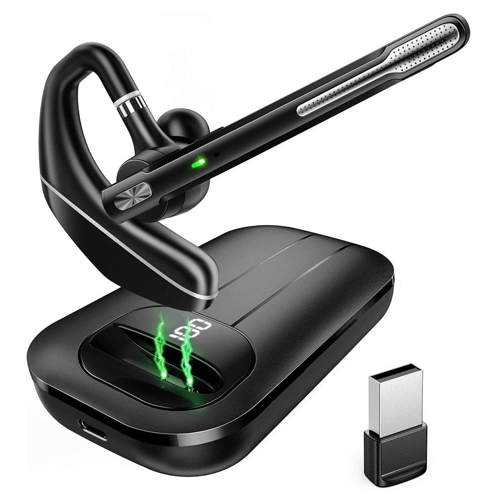 Bluetooth 5.3 Headset, Type-C, Noise Cancellation, 1000mAh, LED - Techsuit Hearyo (A6L) - Black