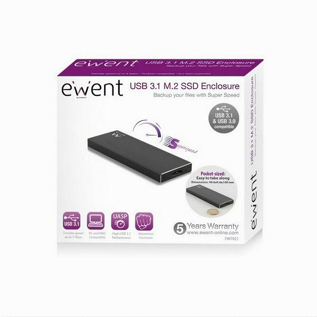 External Box Ewent EW7023 SSD M2 USB 3.1 Aluminium