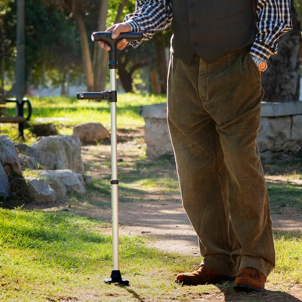 Extendable Walking Stick with LED, Alarm and Grabber Handle