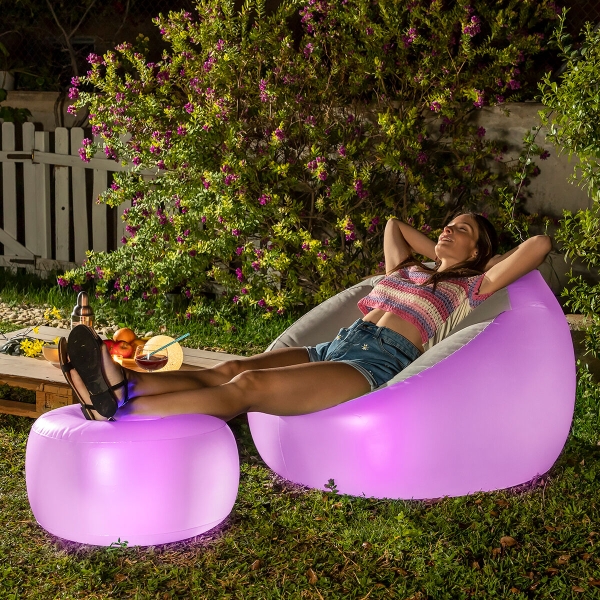 Inflatable Armchair with Multicoloured LED and Remote Control light