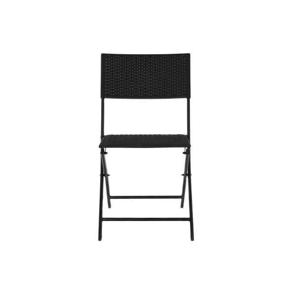 Table set with 2 chairs Home ESPRIT Black Steel synthetic rattan