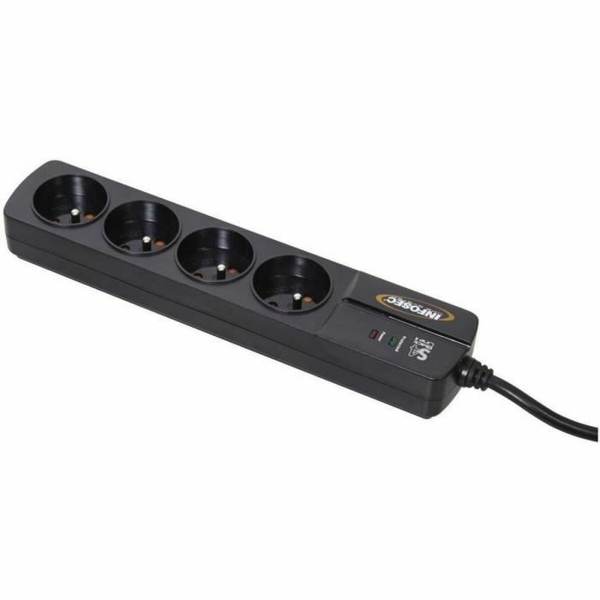 4-SOCKET PLUGBOARD WITH POWER SWITCH INFOSEC S4 BLACK LINE II BLACK