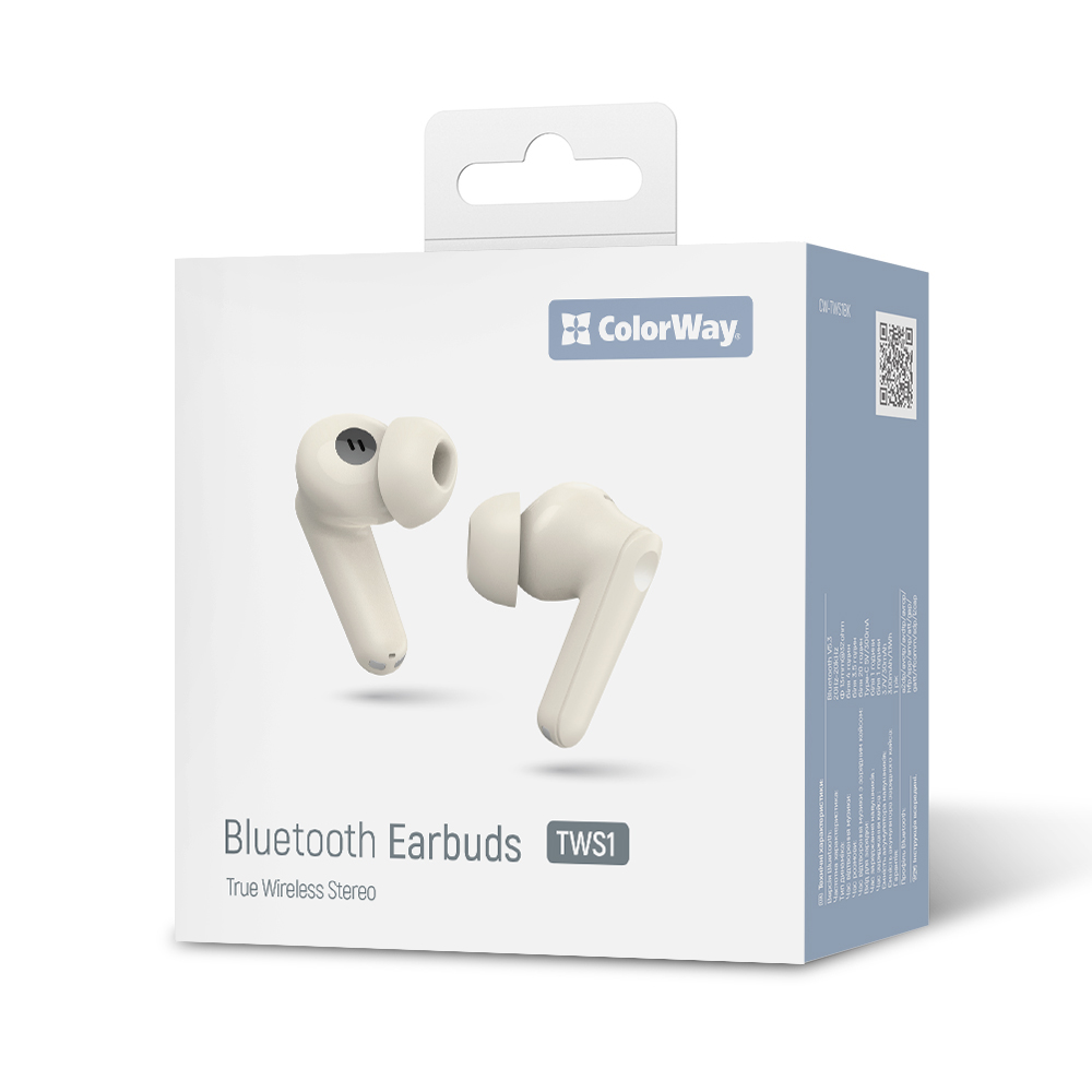 In-Ear Headphones, Bluetooth 5.3, Microphone, TWS - ColorWay (CW-TWS1BE) - Beige