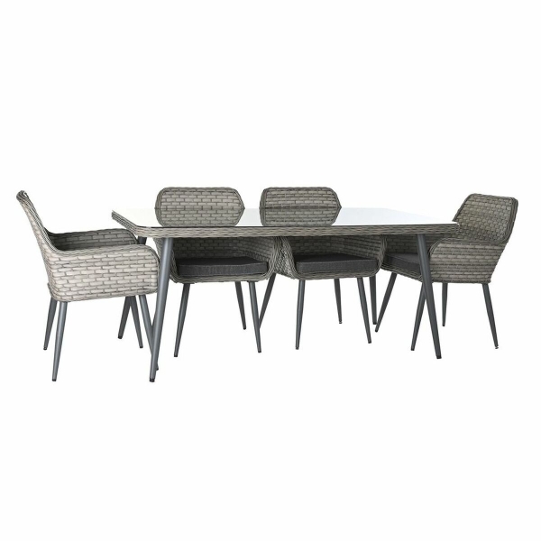 Set of 3 tables DKD Home Decor Crystal synthetic rattan Steel