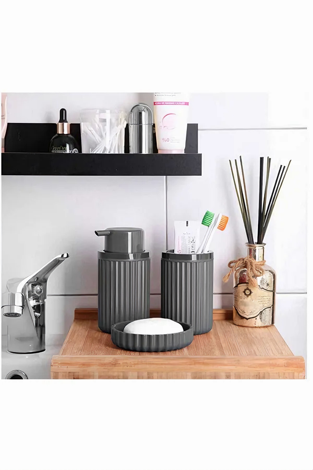 Kitchen Set 3 Pieces Anthracite Plastic